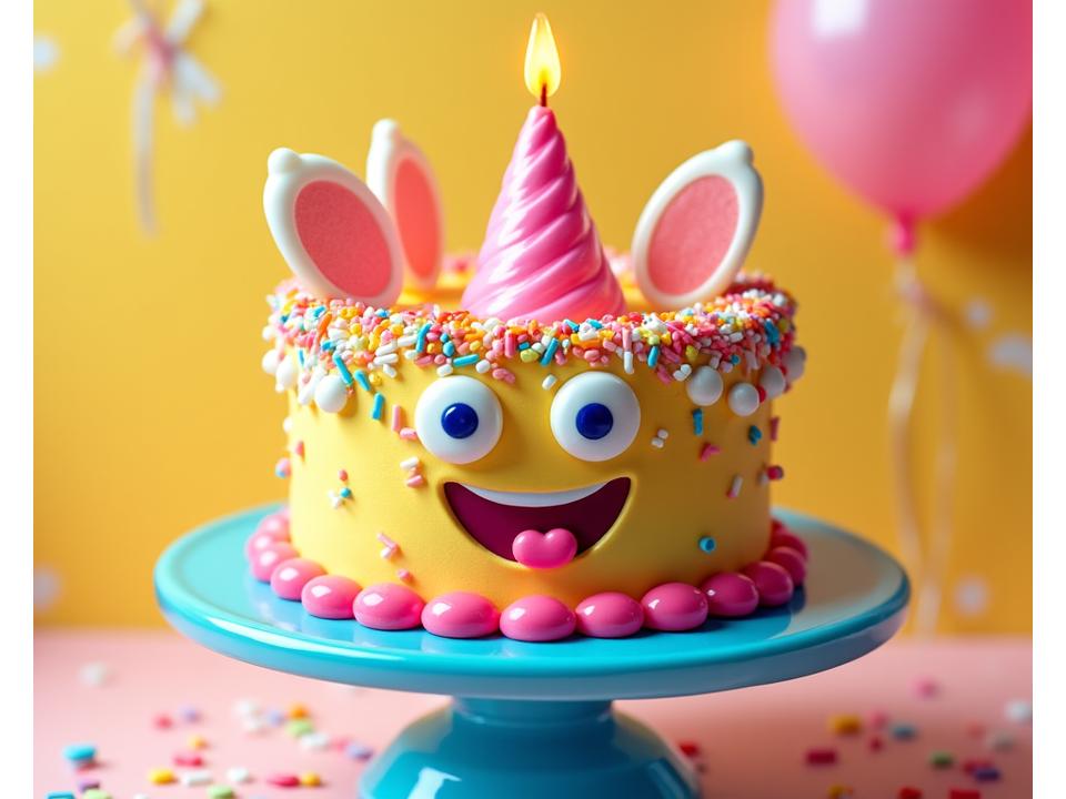 鮮やかな花で飾られた誕生日ケーキ